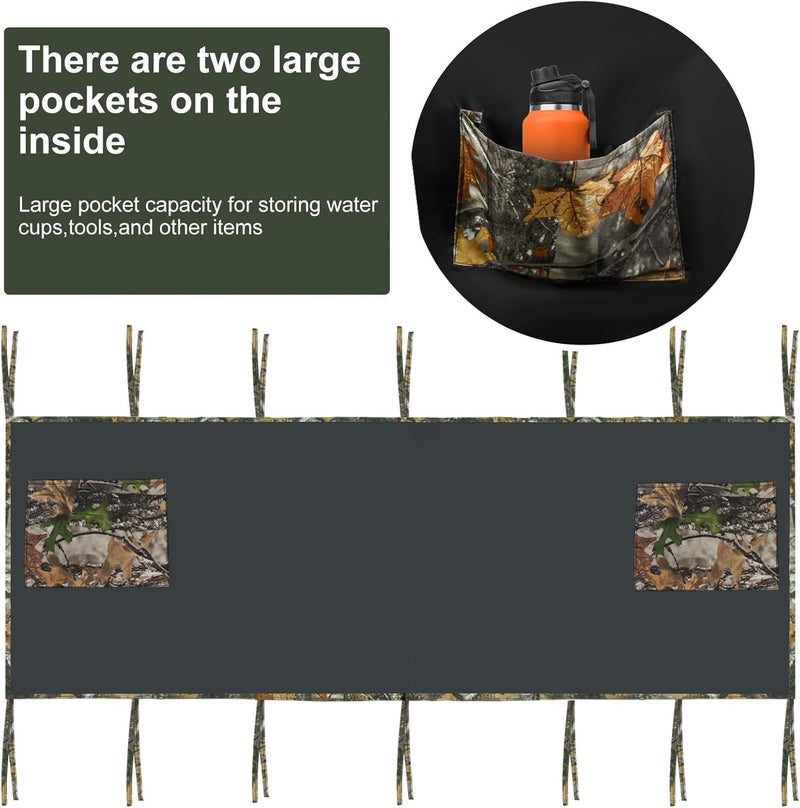 Mofuiry Hunting Tree Stand Blind, Ladder Stand Blind Kit for 2 Man Camo Treestand Blinds Cover with Zipper Storage Pocket Tree Stand Blind Accessories for Hunting Deer, 102×36 Inch, Choose See Through or Not - Image 4